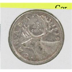 1939 CANADIAN GVI SILVER 25 CENT
