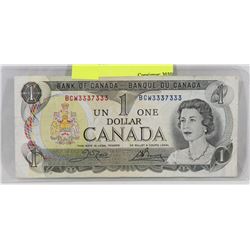1973 CANADIAN 2 DIGIT RADAR $1 BILL 3337333