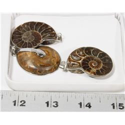 GROUP OF 3 SHELL FOSSIL STYLE PENDANTS