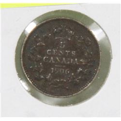 1906 NARROW DATE EDWARD VII SILVER 5 CENT COIN