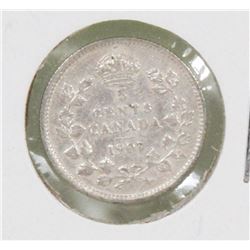 1907 WIDE DATE EDWARD VII SILVER 5 CENT COIN