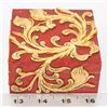 Image 1 : RED STONE LIDDED TRINKET BOX WITH RAISED FLORAL
