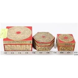 SET OF 3 HANDMADE HIEROGLYPH DESIGN STONE TRINKET