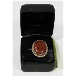 RED JASPER STONE SET IN .925 SILVER RING SIZE 9.