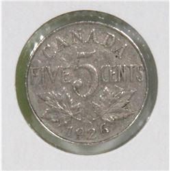 1926 CANADIAN 5 CENT COIN, KEY DATE COIN