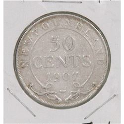 NEWFOUNDLAND 1907 FIFTY CENT COIN.