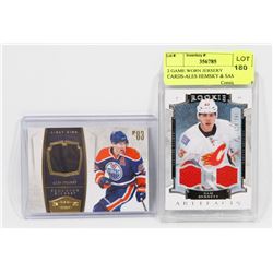 2 GAME WORN JERSERY CARDS-ALES HEMSKY & SAM