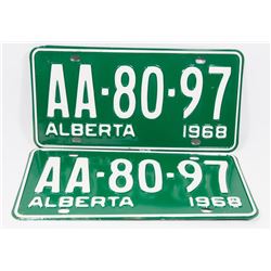 SET OF 2 VINTAGE 1968 ALBERTA NEW LICENSE PLATES