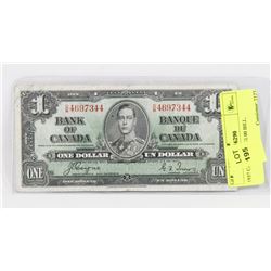 1937 CANADIAN $1.00 BILL.