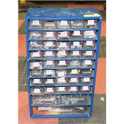 BLUE METAL 43 DRAWERS FULL OF ASSORTED, NUTS AND