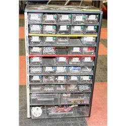 GREY METAL CABINET 43 DRAWERS FULL OF NAILS AND
