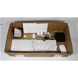 BOX W/APPLE PRODUCTS INCL. KEYBOARD,