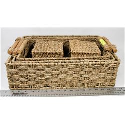 5-PC SQUARE WICKER STORAGE BASKET SET -