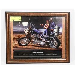 DAVID MANN BIKER CULTURE FRAMED PICTURE.