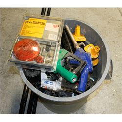 GARBAGE CAN WITH ASSORTED TOOLS