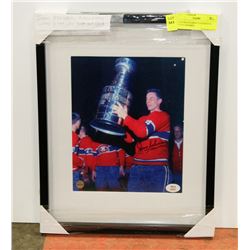 JEAN BELIVEAU AUTOGRAPHED PHOTO FRAMED.
