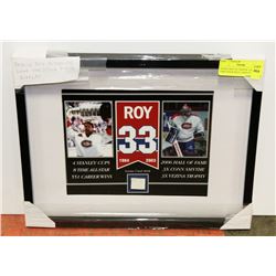 PATRIC ROY AUTHENTIC GAME USED STICK PIECE DISPLAY