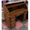Image 2 : 7 DRAWER ROLL TOP DESK, 50"X22"X47".