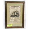 Image 1 : FRAMED CALIFORNIA SHIP AD