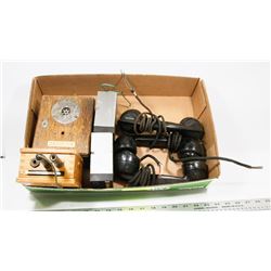 FLAT OF VINTAGE NORTHERN ELECTRIC PHONE PARTS