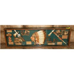 OLD LARGE INDIAN DISPLAY IN SHADOW BOX