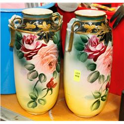 PAIR OF ESTATE HANDPAINTED VASES