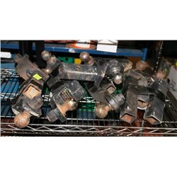 LARGE LOT OF ASSORTED BALL HITCHES INCL 1-1/2" TO