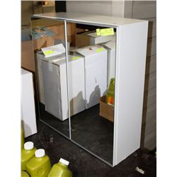 MIRRORED GLASS DOOR MEDICINE CABINET.