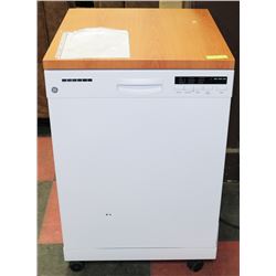 GE PORTABLE DISHWASHER WITH STAINLESS STEEL TUB.