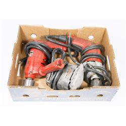 LOT OF 3 CORDED TOOLS INCL TWO MILWAUKEE DRILLS.