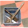 CRATE WITH VARIOUS WRENCHES INCL 2 RIDGID.