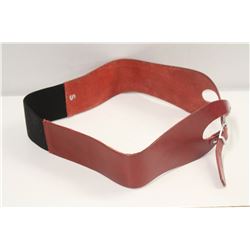 2" RED LEATHER BAND FASHION BELT W/ ELASTIC BACK