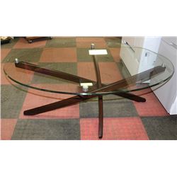 OVAL MODERN STYLE GLASS TOP COFFEE TABLE,