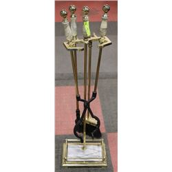 VINTAGE MARBLE / CAST IRON FIREPLACE SET