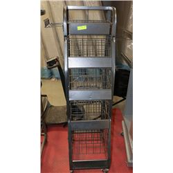 ONE BLACK DISPLAY RACK ON CASTERS