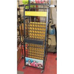 ONE BLACK DISPLAY RACK ON CASTERS