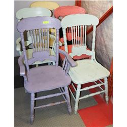 5 VINTAGE PAINTED CHAIRS