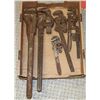 Image 1 : BOX W/ 6 VINTAGE PIPE WRENCHES.