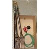 Image 1 : BOX W/ 2 CAST IRON TORCHES AND PROPANE REGULATOR.