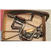 Image 1 : BOX W/ VINTAGE TOOLS: HAND DRILLS, SCYTHE ETC.