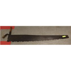 VINTAGE CROSS CUT LOGGING SAW. 4 FT LONG.