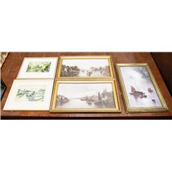 ESTATE LOT OF 5 ASSORTED FRAMED PICTURES