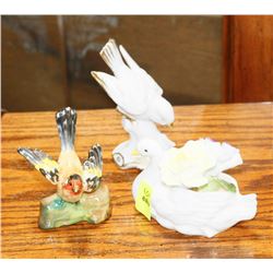 GROUP OF 3 ASSORTED PORCELAIN BIRD ORNAMENTS