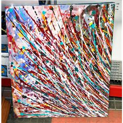 SPATTERED OIL ON CANVAS