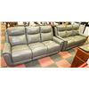Image 1 : GREY LEATHERETTE ELECTRIC RECLINING SOFA WITH