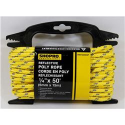 NEW! REFLECTIVE YELLOW POLY ROPE ¼" x 50'