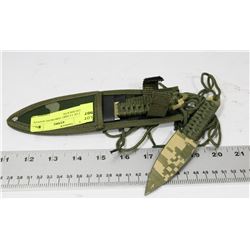 SET OF 3 CAMO THROWING KNIVES WITH SHEATH,