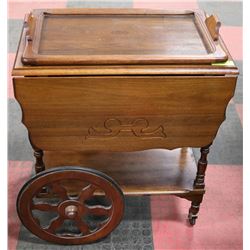 WOOD TEA WAGON, 25"X16"X28"