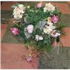 Image 1 : LARGE FLOWER ARRANGMENT ON WROUGHT IRON BASE