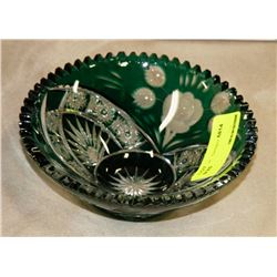 GREEN CRYSTAL GLASS BOWL